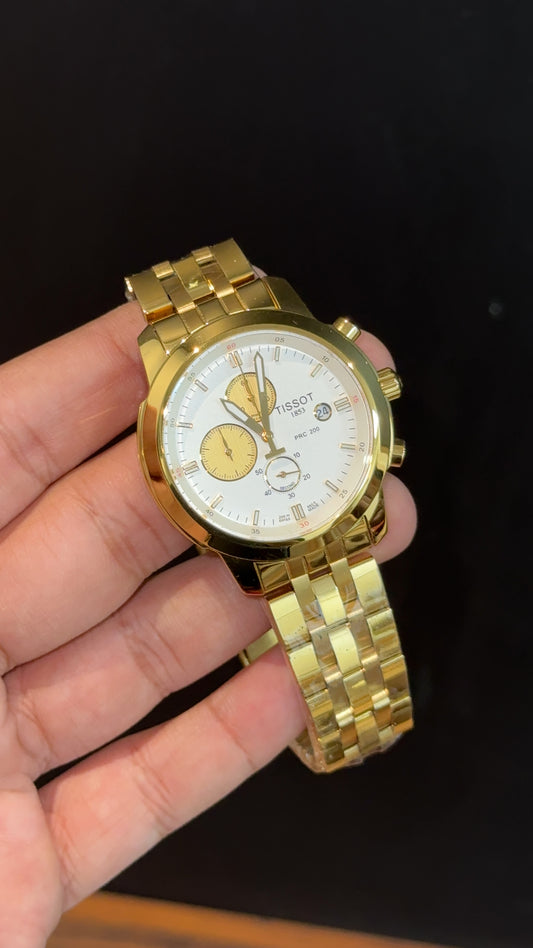 Tissot | Gold Chain  | Gold Chrono | White  Dial