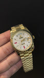 Premium Daydate | Gold Chain | White Diamond Dial