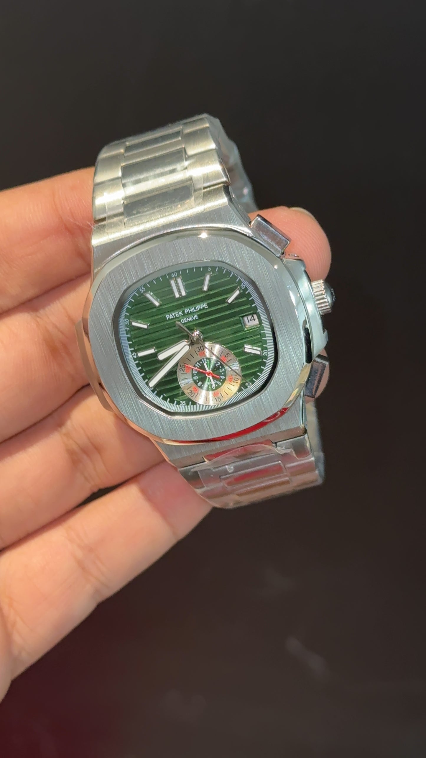 PP Auto | Single Time Edition | Silver Chain | Green Dial