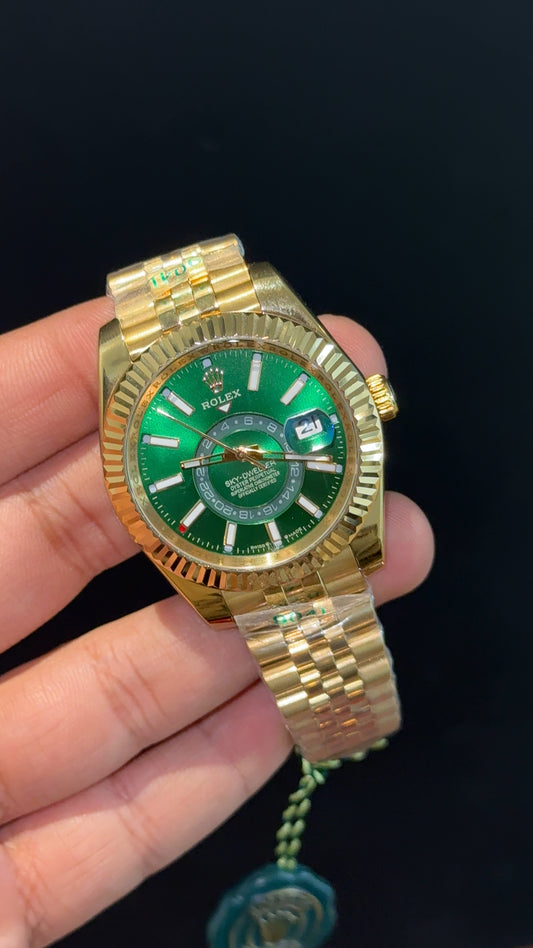 Sky Dweller | Gold Jubilee Chain | Green Dial