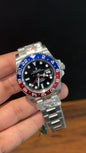 GMT Pepsi | Silver Oyester Chain | Black Dial