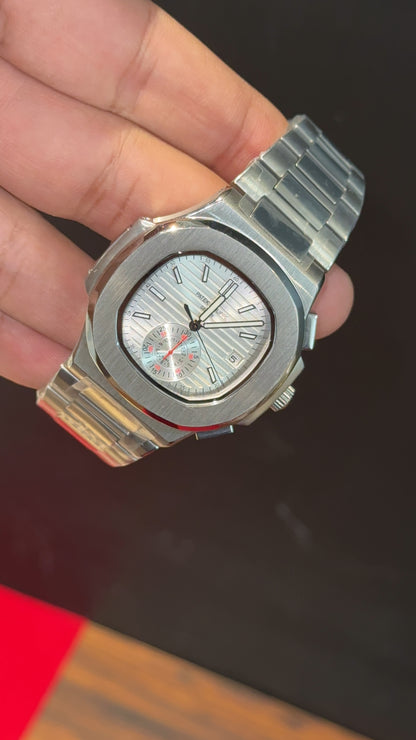 PP Auto | Single Time Edition | Silver Chain | White Dial