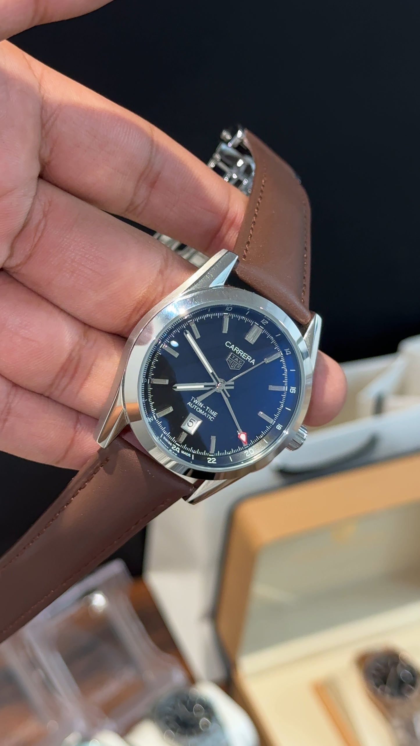 Tag Carrera | Brown Leather Strap | Black Dial