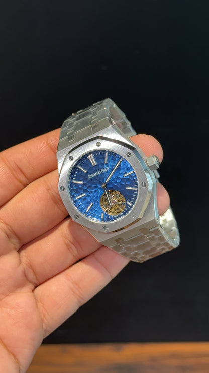 AP Auto | Silver Chain | Pendulum | Sunburst Pattern | Blue Dial