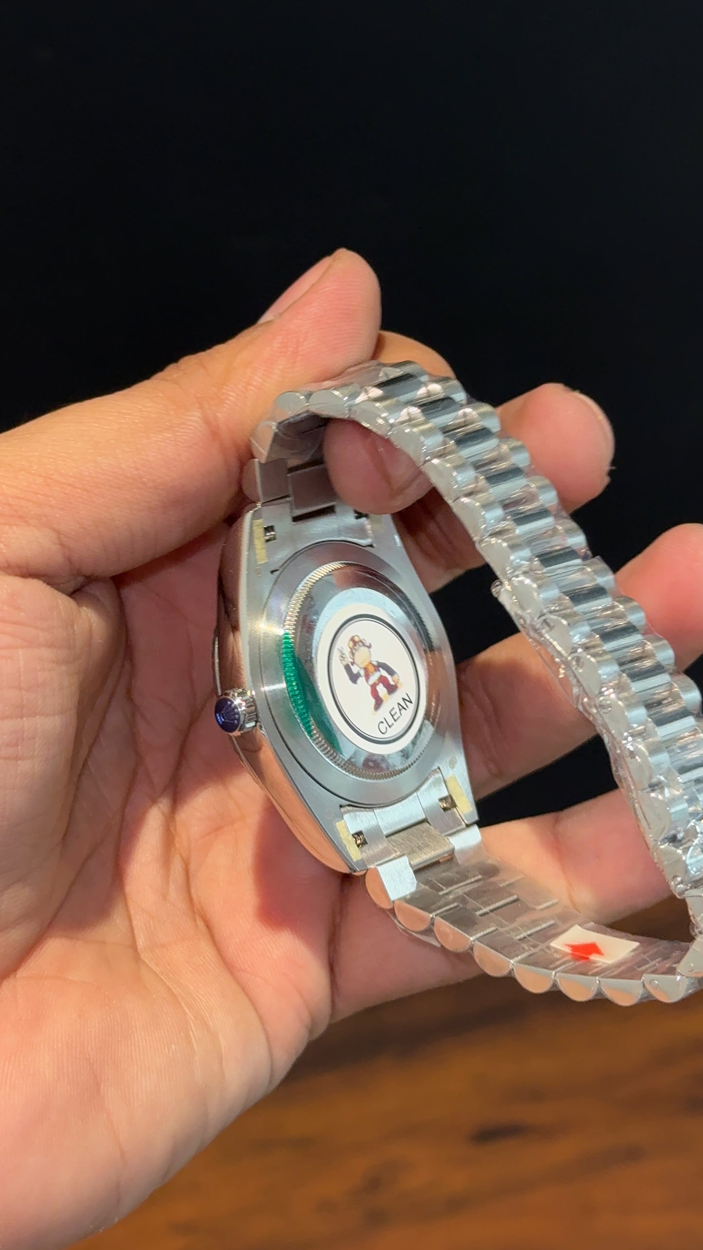 Premium DayDate | Silver Chain | Olive Green Dial