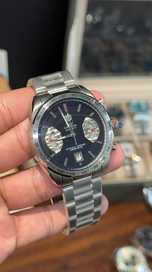 Tag Carrera | Calibre 17 | Silver Chain | Chrono | Black Dial