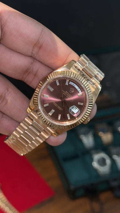 Premium DayDate | Rose Chain | Brown Classic Dial