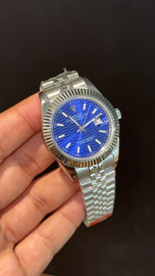 Datejust | Silver Chain | Dark Blue Lines Dial - twentyfour