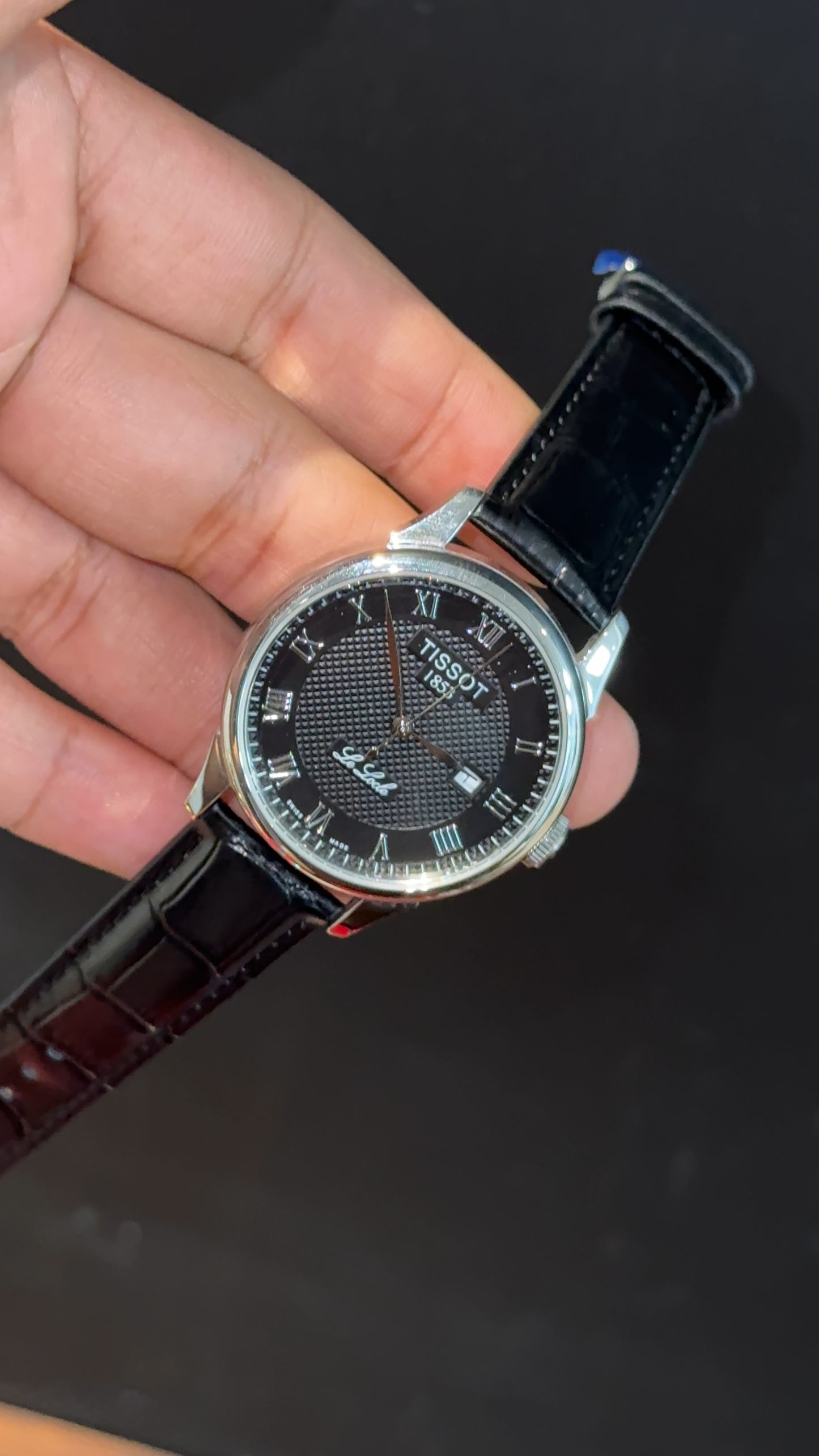Tissot Silver | Black Leather Strap | Silver Digit | Black Textured Dial - twentyfour