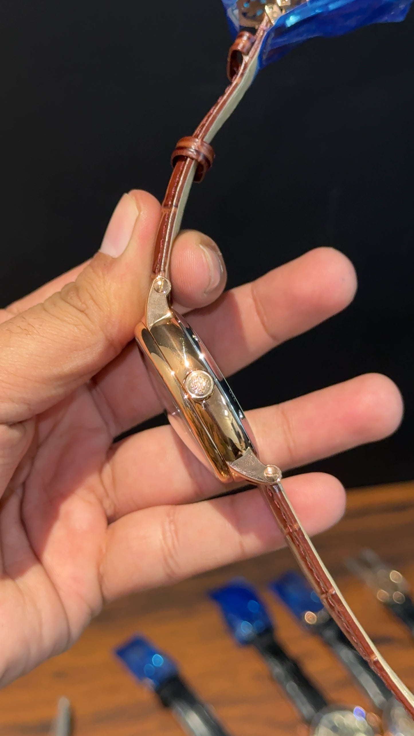 Patek Rose | Moonphase | Pendulum | Brown Leather Strap | Grey Machine | White Dial