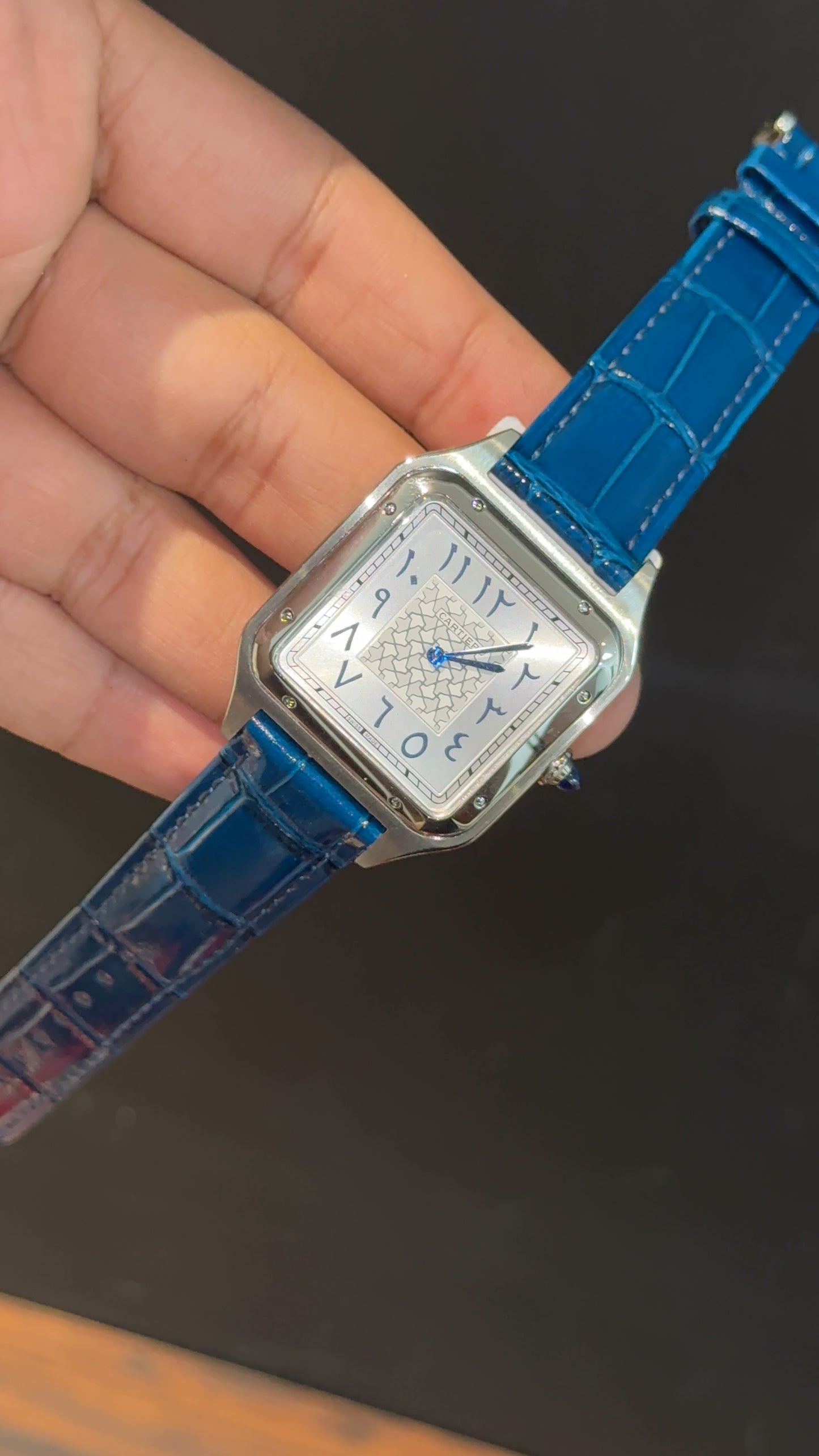 Cartier Dumont Lacquer | Silver Case | Blue Leather Strap | White Arabic Dial - twentyfour