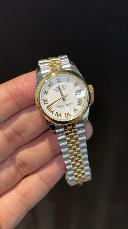 Premium DateJust | Plain Bezel | 30mm | Women | Gold Two Tone | White Index Dial