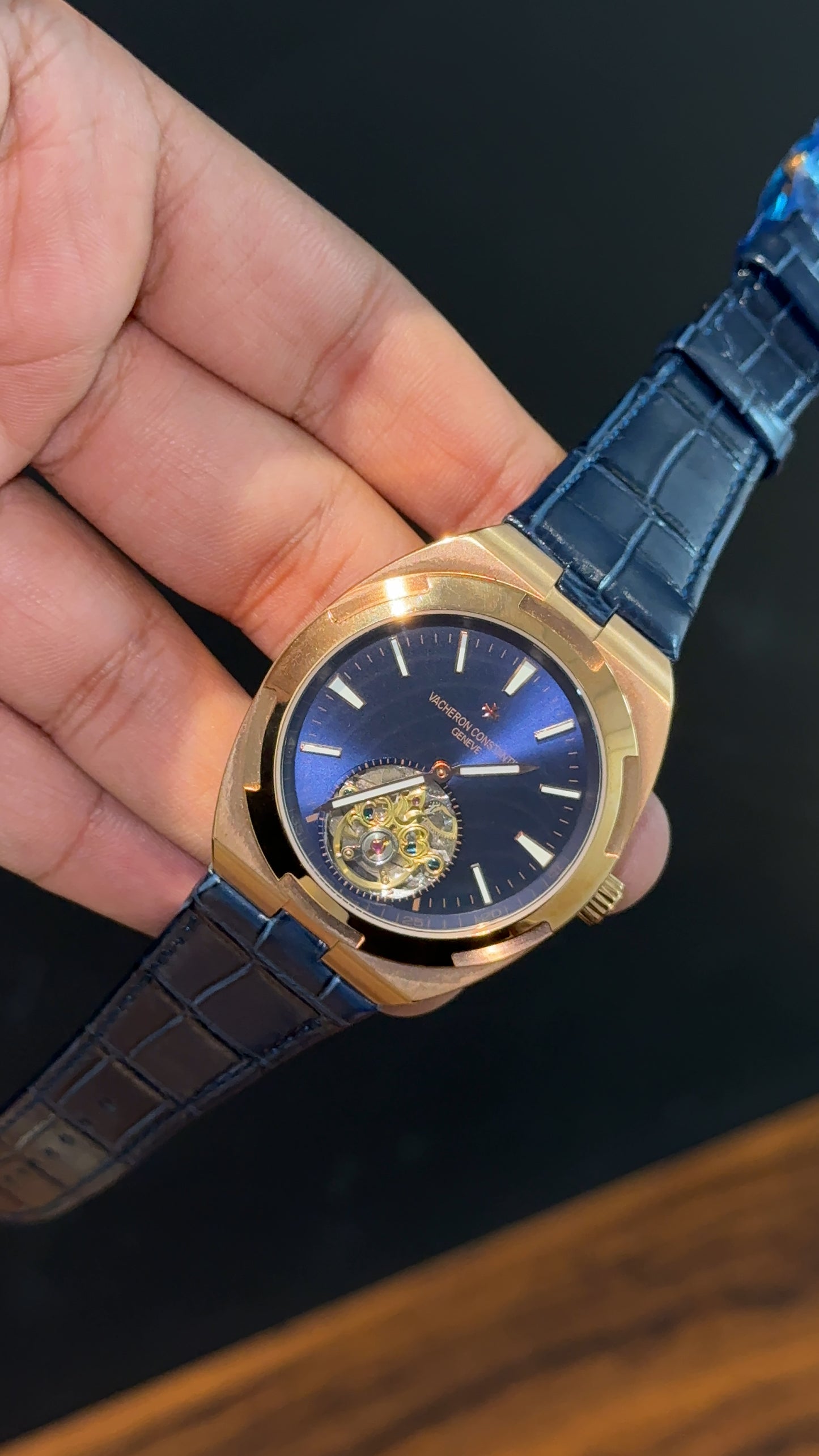 Vacheron Constantin | Rose | Blue Leather Strap | Tourbillon | Shaddy Blue Dial