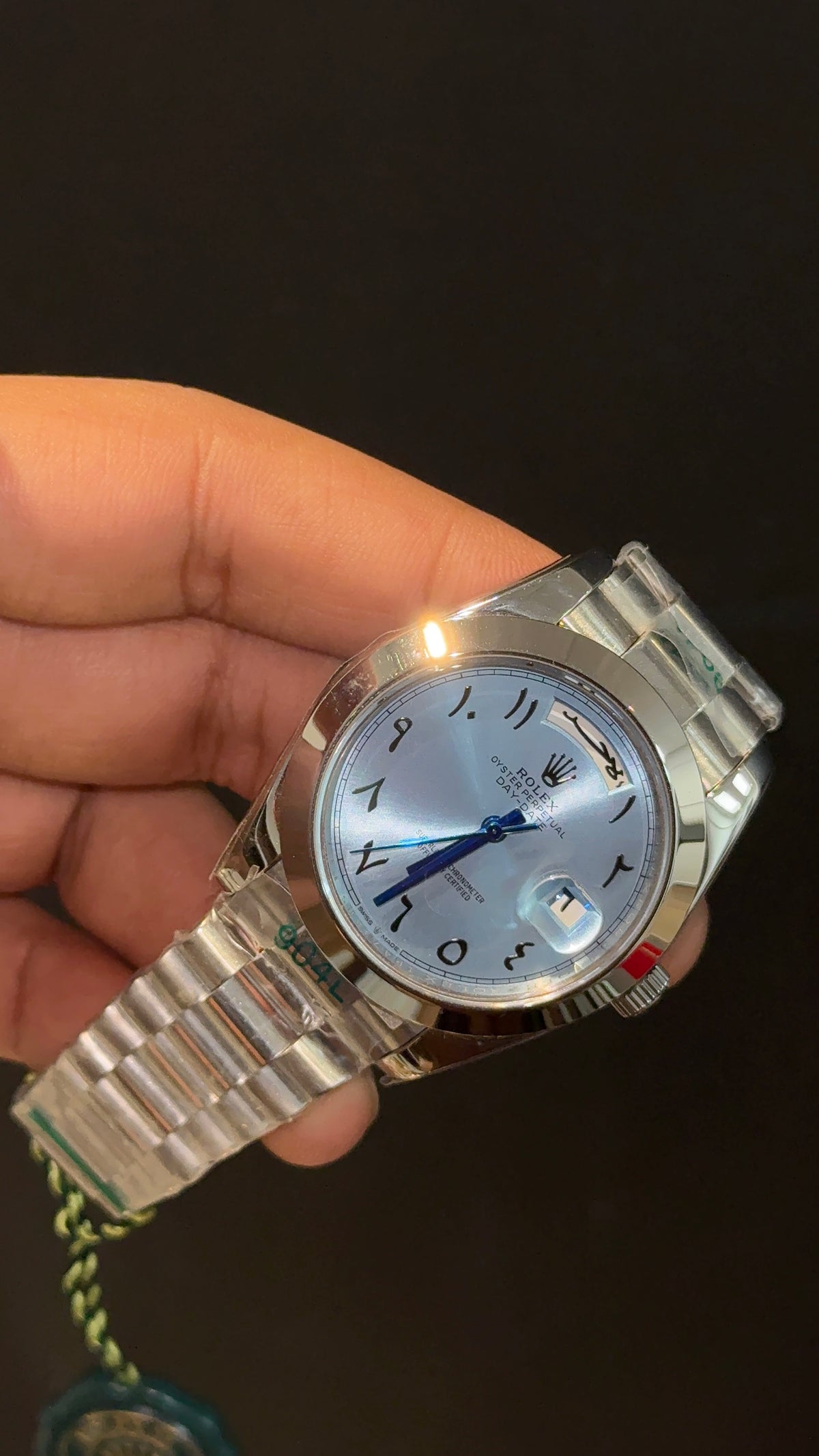 DayDate | Silver Chain | Plain Bezel | Tiffany Arabic Dial