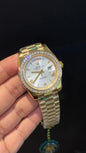 DayDate | Diamond Bezel | Gold Chain | Silver Dial