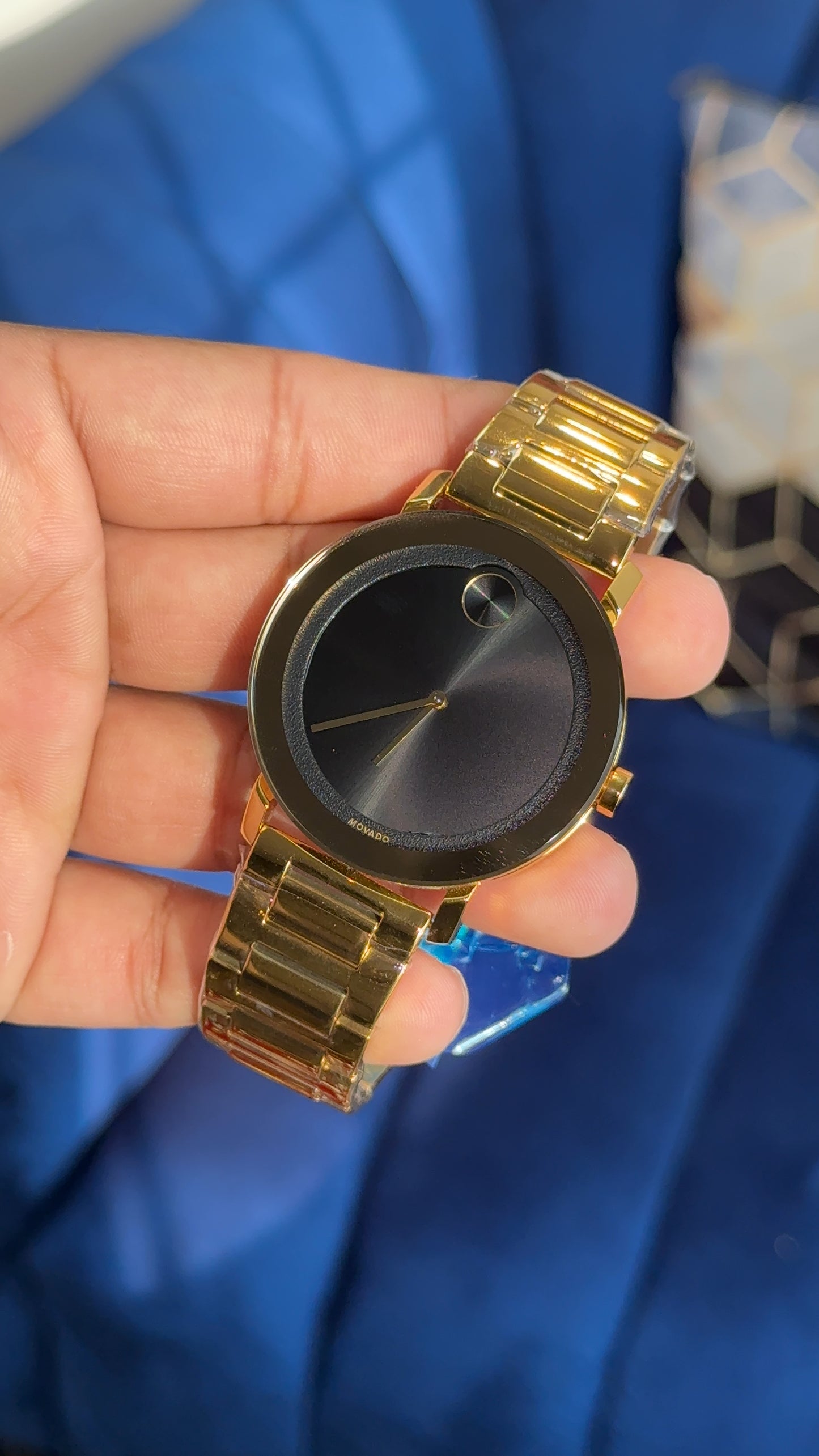 Movado Gold | Men Gold Chain | Black Circle Dial