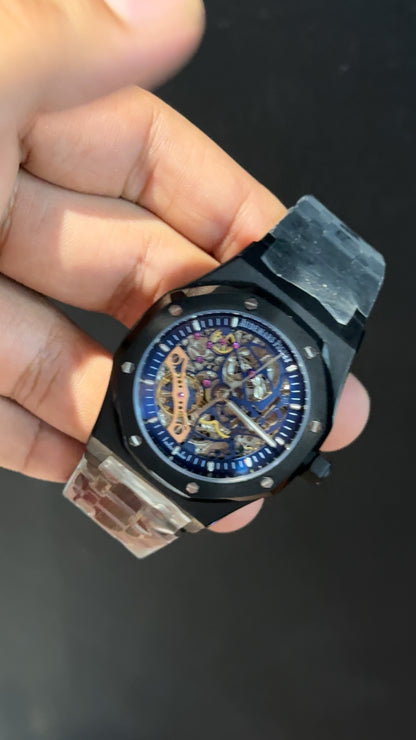 AP Skeleton | Auto | Black Chain | Blue Dial