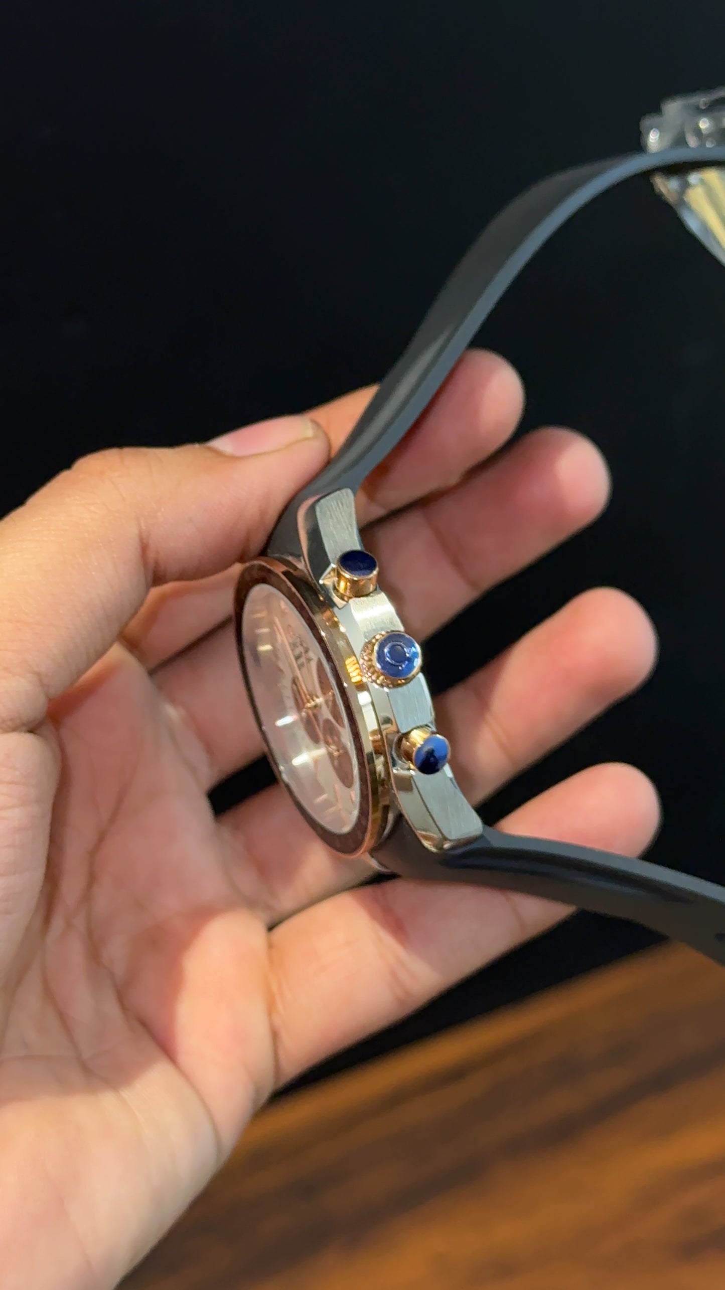 Omega Speedmaster | black Strap | Silver Rose Case | Rose Chrono | White Dial