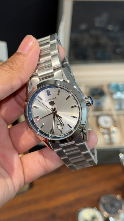 Tag Carrera | Silver Chain | Twin Time | White Dial