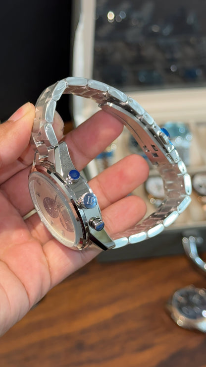 Tag Carrera | Silver Chain | Black Chrono | White Dial