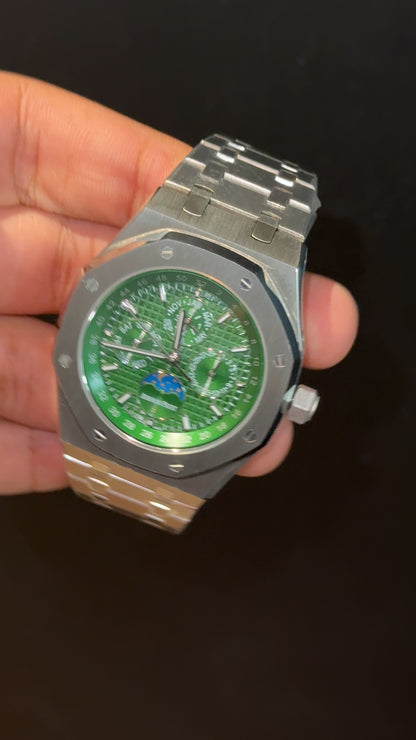 AP Auto | Silver Chain | Chrono | Calendar Edition | Green Dial