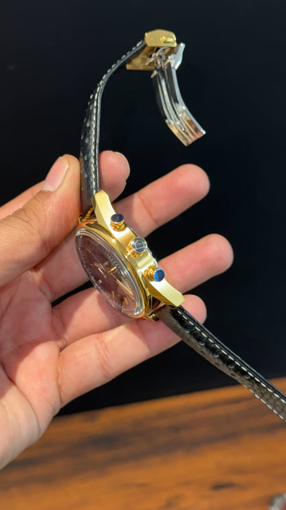 Tag Carrera | Black Strap | Gold Bezel | Chrono | Black Dial