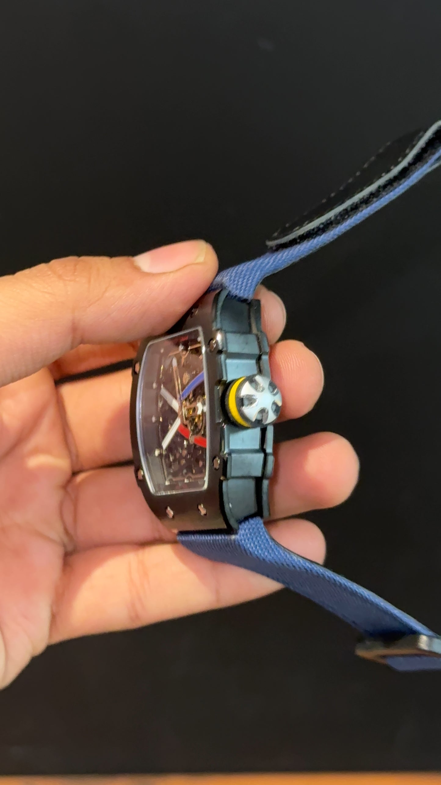 Premium Richard Mille | Black | RM 67-02 Edition | Blue Strap | Skeleton | Black Dial