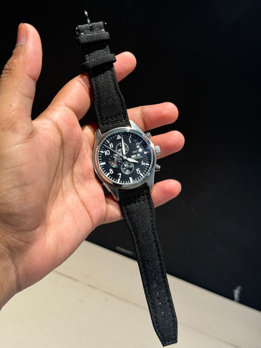 IWC | Black Fabric Strap | Silver Case | Chrono | Black Dial - twentyfour