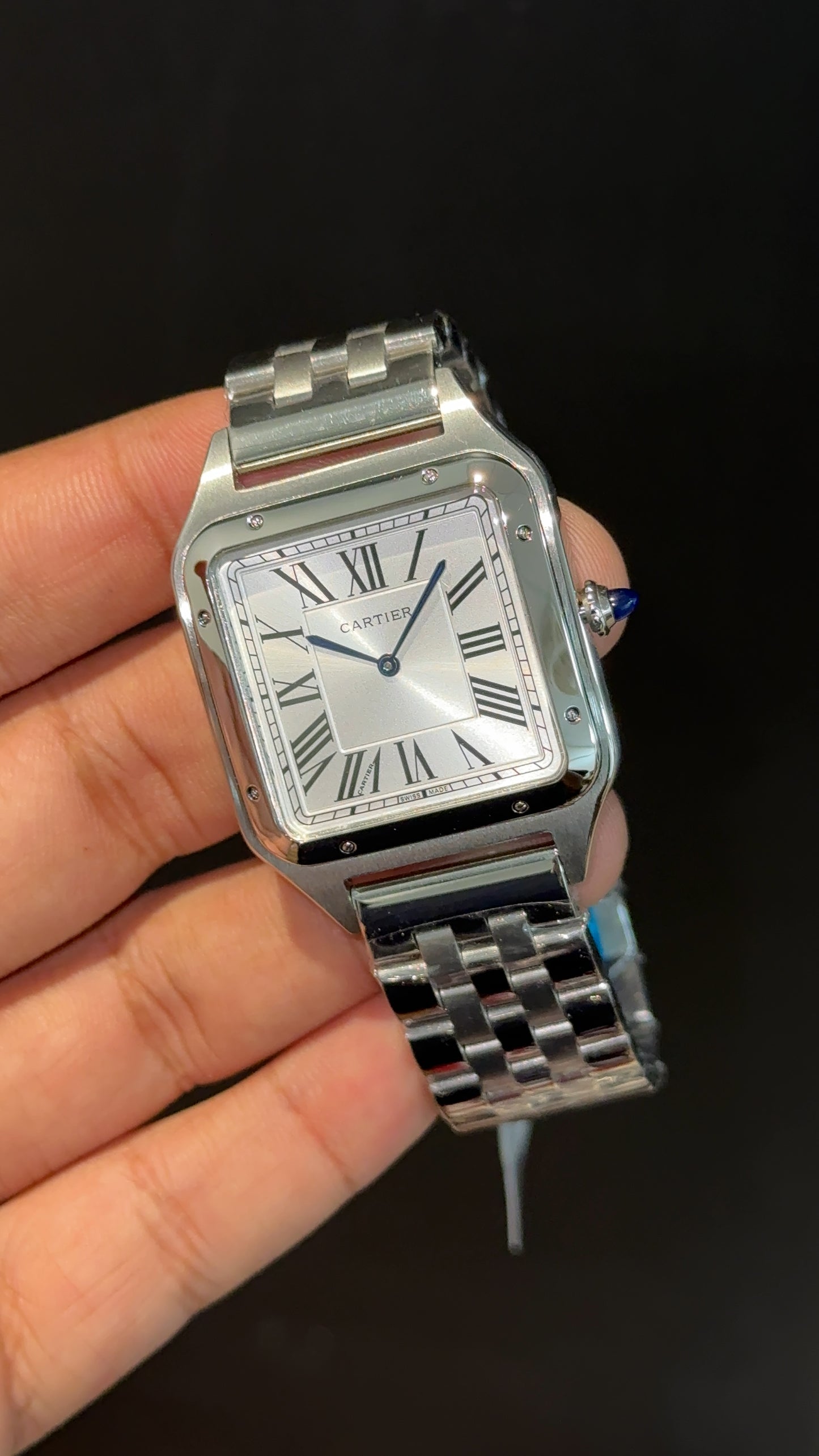 Santos De Cartier | Slim Edition | Silver Chain | White Dial