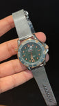 Omega Seamaster Diver | Silver Milanese Chain | Rose Green Dial