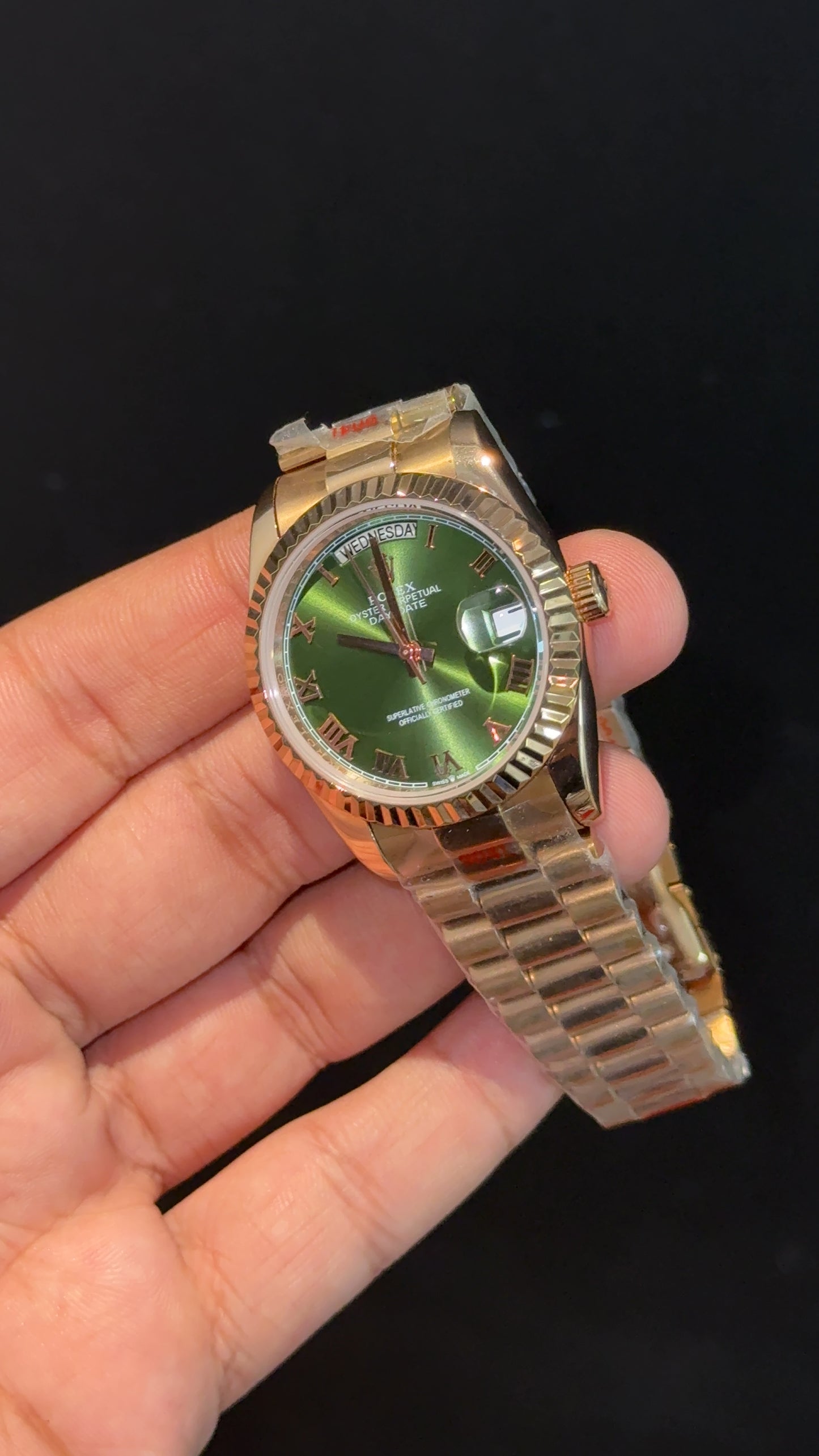 Daydate | 36mm | Rose Chain | Olive Green Dial - twentyfour