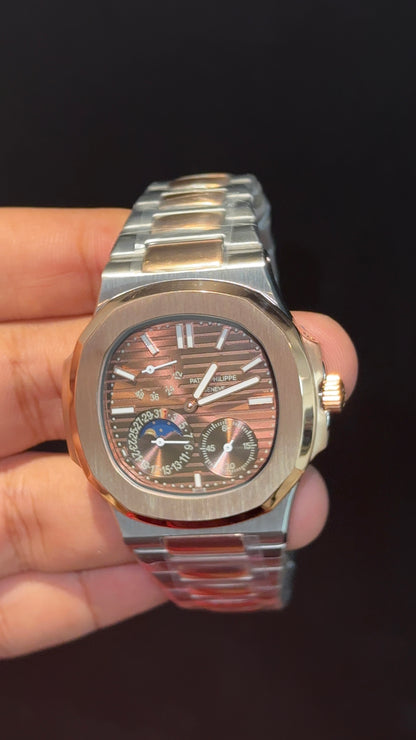 Pp Auto | Moonphase | Rose Two Tone | Sub Brown Dials