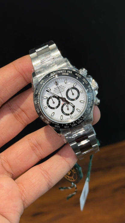 Executive Daytona | Silver Chain | Black Chrono | White Dial