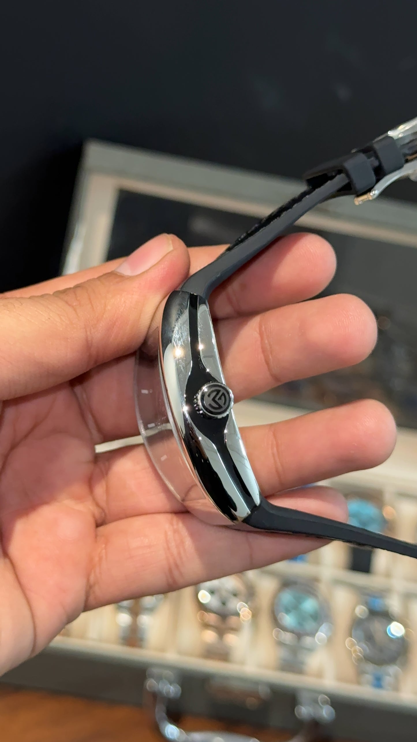 Premium Franck Muller | Vanguard Edition | Silver Case | Black Strap | All Black Dial