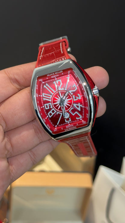 Premium Franck Muller | Vanguard Edition | Red Leather Strap | Red Dial