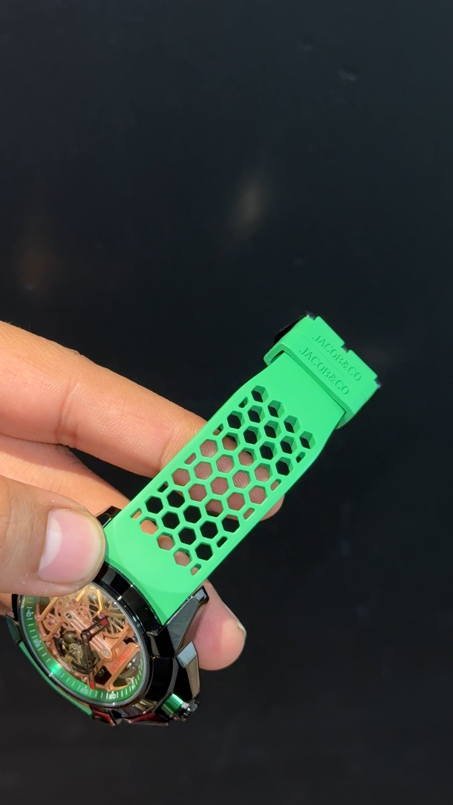 Jacob And Co | Black Case | CR7 Edition | Green Strap | Pendulum | Green Machine Dial