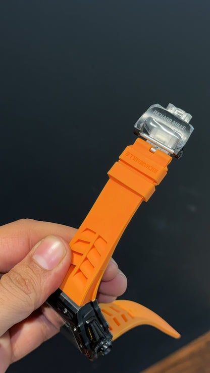 Premium Richard Mille | RM 50-03 Mclaren F1 Series | Black Case | Tourbillion | Chrono | Orange Strap | Black Dial