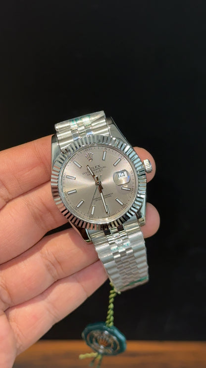 Premium Datejust | Silver Chain | Light Grey Dial