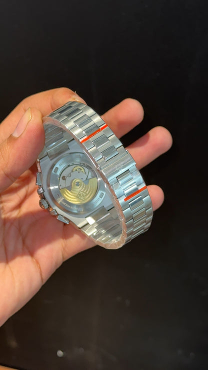 PP Auto | Silver Chain | Dual Time Edition | Black Dial