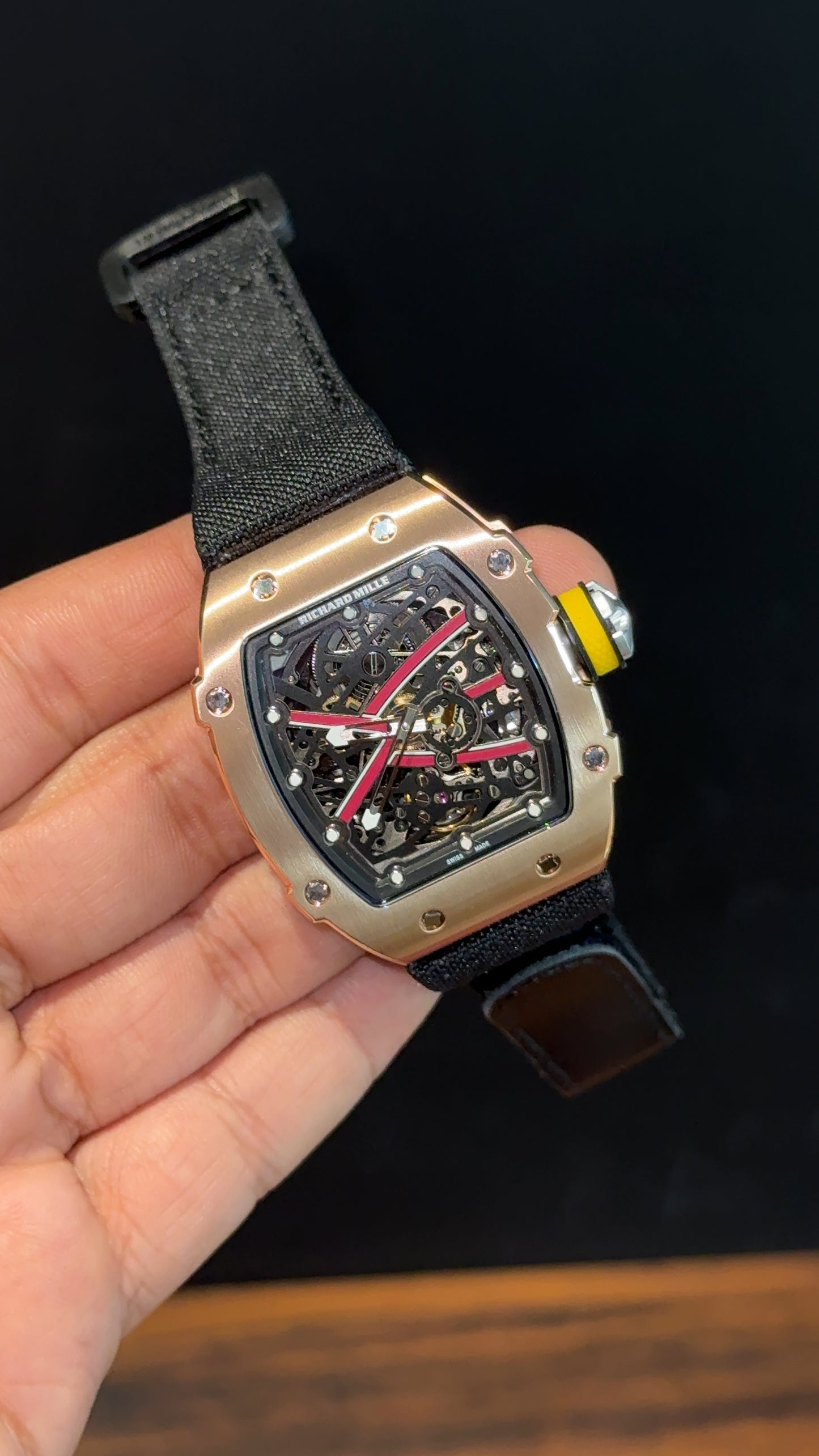 Premium Richard Mille | Rose | RM 67-02 Edition | Black Strap | Skeleton | Black Dial - twentyfour