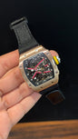 Premium Richard Mille | Rose | RM 67-02 Edition | Black Strap | Skeleton | Black Dial - twentyfour