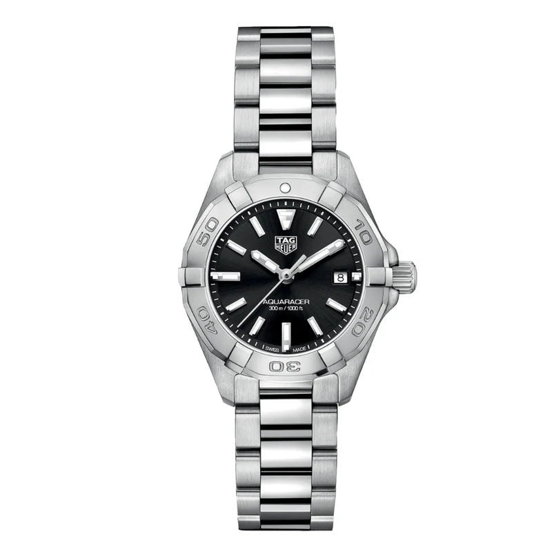 Tag Heuer Aquaracer Women’s Quartz Swiss Made Silver Stainless Steel Black Dial 32mm | WBD1310.BA0740
