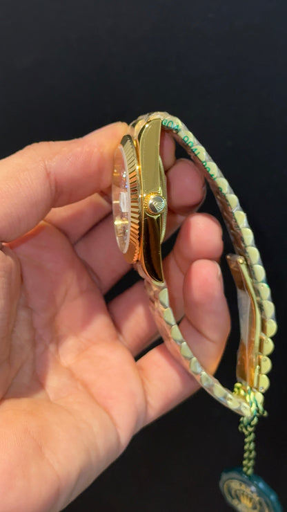 DayDate | Gold Chain | Rainbow Digit | White Diamond Dial