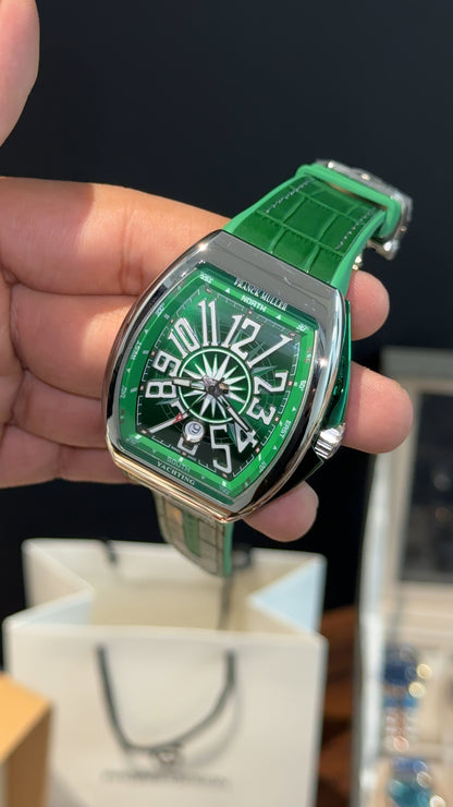 Premium Franck Muller | Vanguard Edition | Green Leather Strap | Green Dial