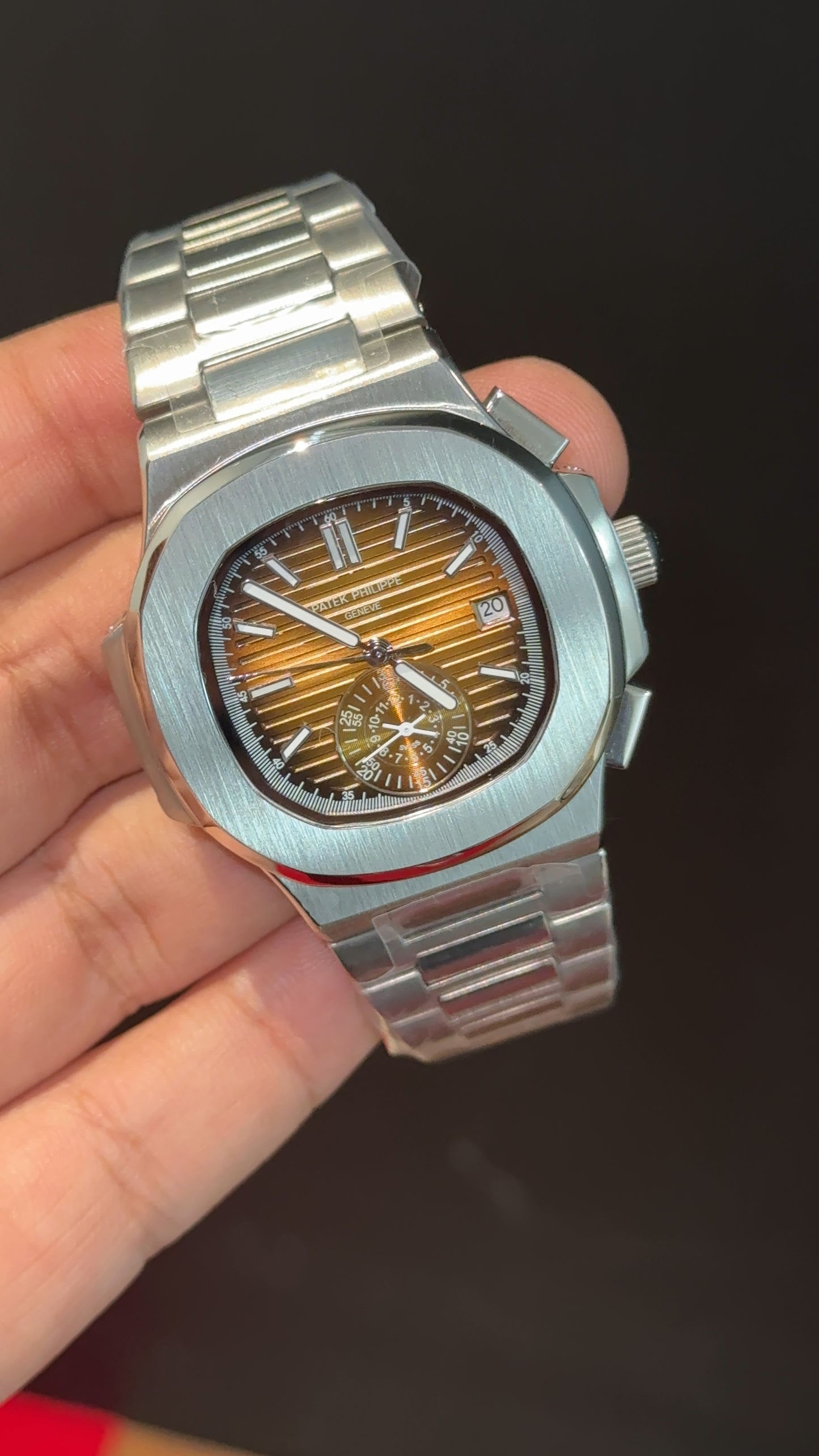 PP Auto | Single Time Edition | Silver Chain | Shaddy Golden Dial