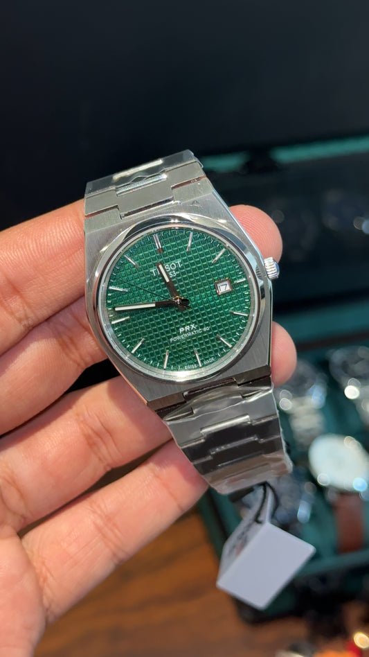 Tissot Prx | Auto | Silver Chain | Green Texture Dial