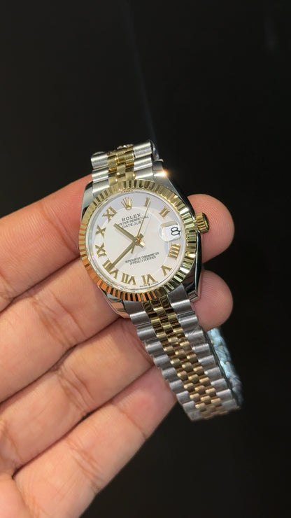 Premium Datejust | 28mm | Gold Two Tone | White Roman Dial