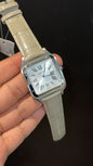 Cartier Santos | Silver Case | Light Grey Dumont Strap | White Dial
