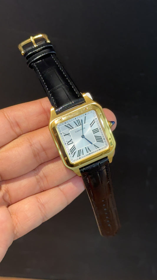 Cartier Dumont Lacquer | Gold Case | Black Leather Strap | White Dial - twentyfour