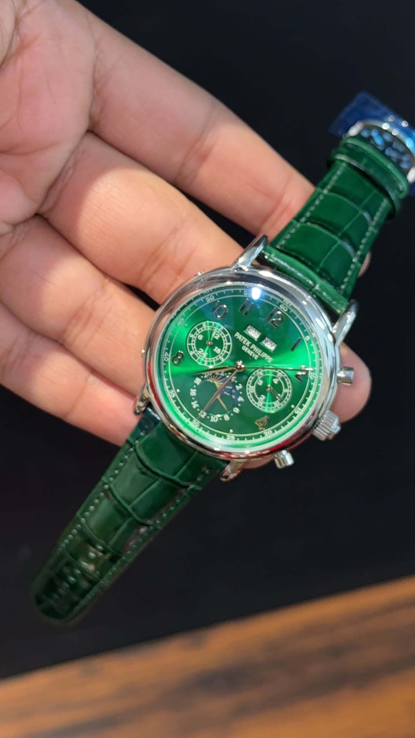 Patek Century | Auto | Silver Case | Green Dial | Green Leather Strap
